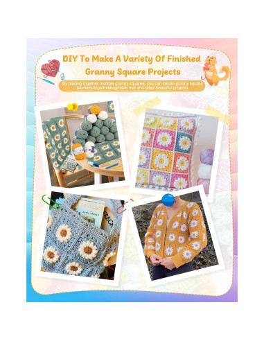 Kit de Crochet Coopay para Manta Cuadrados de Abuela