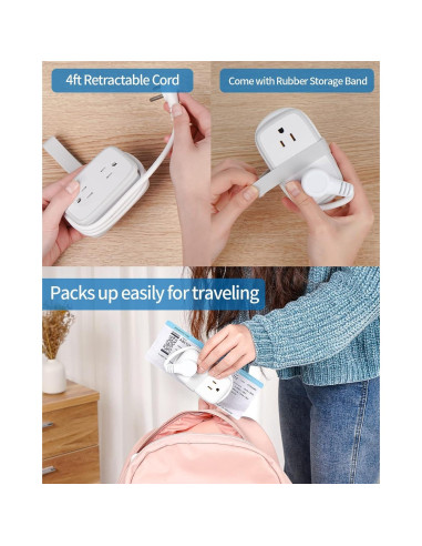 Regleta de Viaje NTONPOWER 4 Salidas 3 USB Compacta