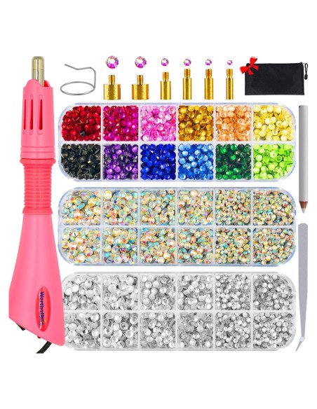 Kit Aplicador Rhinestones Worthofbest Hotfix 5000 Pcs Kit Aplicador Rhinestones Worthofbest Hotfix 5000 Pcs