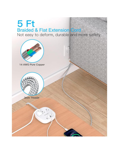 Regleta de enchufes One Beat 3 salidas 4 USB 22.5W blanca