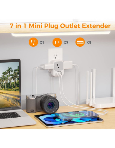 Cargador USB TESSAN 4 Tomas 3 Puertos para Viaje