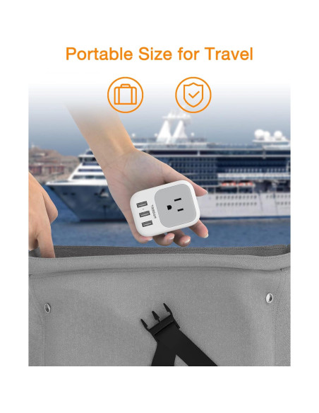 Cargador USB TESSAN 4 Tomas 3 Puertos para Viaje Cargador USB TESSAN 4 Tomas 3 Puertos para Viaje
