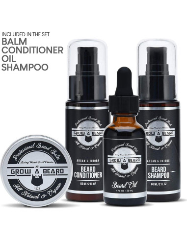 Kit de Cuidado de Barba GROW ALPHA BEARD con Plancha