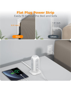 Regleta de Poder TESSAN 11 Salidas 3 USB 1 USB C 1.83m 2