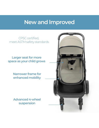 Carrito de bebé 2 en 1 Mompush Wiz con cuna y toldo UPF 50+