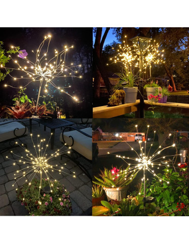 Luces Solares JJGoo Fuegos Artificiales 120 LEDs Jardín