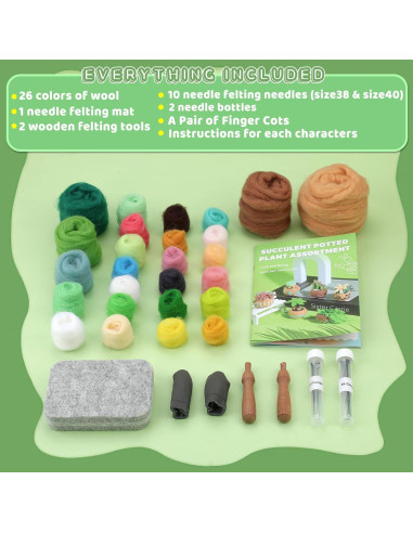 Kit de Fieltro Yizzvb 15 Piezas para Suculentas DIY