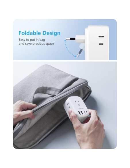 Adaptador de Enchufe de Viaje LENCENT Tipo C 8 en 1 Adaptador de Enchufe de Viaje LENCENT Tipo C 8 en 1