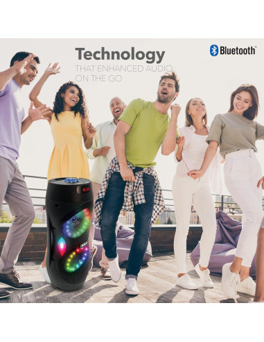 Altavoz Bluetooth RCA Disco 206 RGB, 2 Subwoofers 16.5cm