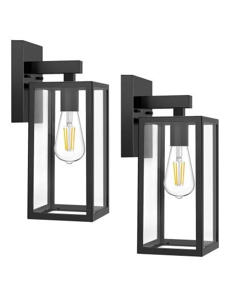 Aplique de Pared Exterior MAXvolador 2 Pack Negro Vidrio Templado Aplique de Pared Exterior MAXvolador 2 Pack Negro Vidrio Templado