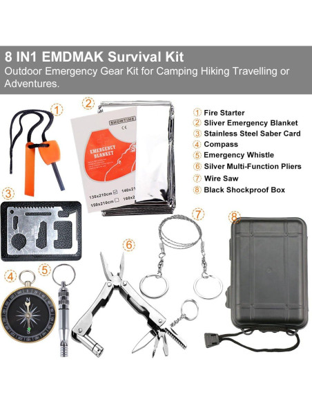 Kit de Supervivencia EMDMAK 6 en 1 para Camping y Emergencias Kit de Supervivencia EMDMAK 6 en 1 para Camping y Emergencias