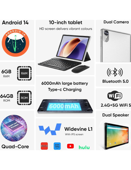 Tablet Aiprotablet K12 10.1" Android 14 6GB 64GB Gris Tablet Aiprotablet K12 10.1" Android 14 6GB 64GB Gris