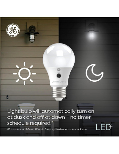 Bombillas LED GE+ A19 Crepúsculo a Amanecer 2 Pzas
