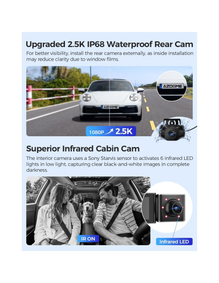 Cámara Dash AZDOME M550 Max 4K Triple 3 Canales GPS WiFi Cámara Dash AZDOME M550 Max 4K Triple 3 Canales GPS WiFi
