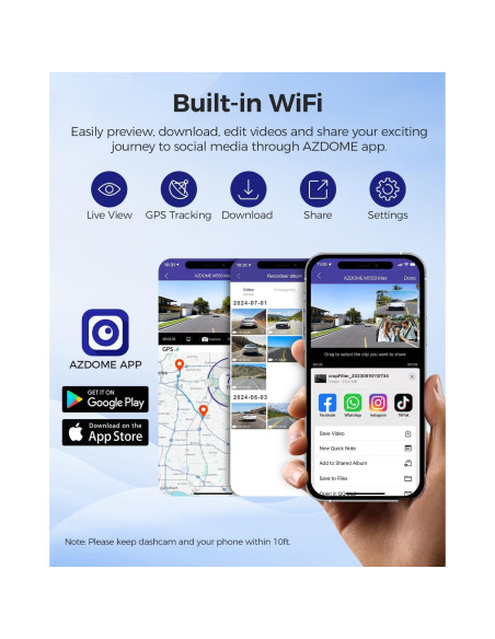 Cámara Dash AZDOME M550 Max 4K Triple 3 Canales GPS WiFi Cámara Dash AZDOME M550 Max 4K Triple 3 Canales GPS WiFi