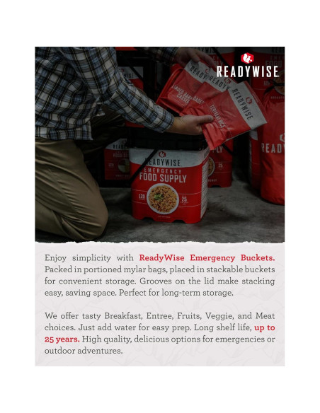 Kit de Comida de Emergencia ReadyWise 100 Porciones 25 Años Kit de Comida de Emergencia ReadyWise 100 Porciones 25 Años