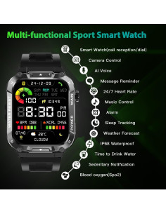Reloj Inteligente Militar Nihemin Negro 100+ Modos Fitness 2