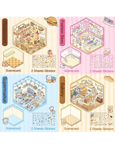 Set DIY 3D Stickers MHBEW Miniaturas para Crear Escenas