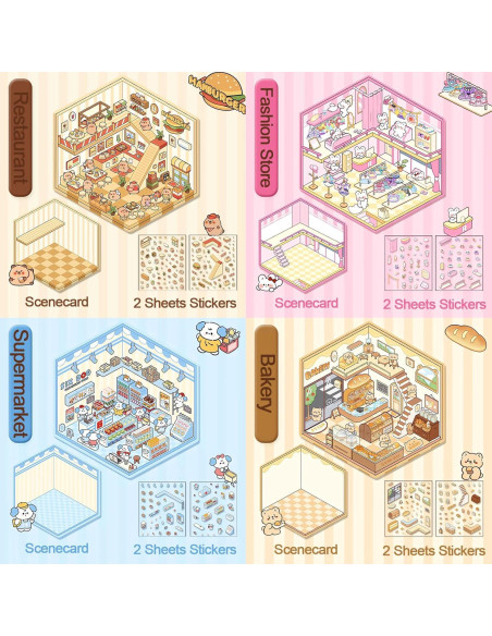 Set DIY 3D Stickers MHBEW Miniaturas para Crear Escenas Set DIY 3D Stickers MHBEW Miniaturas para Crear Escenas