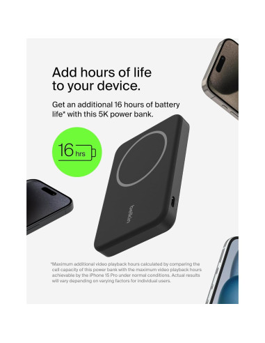 Cargador Inalámbrico Belkin 5,000mAh Qi2 con Soporte - Negro