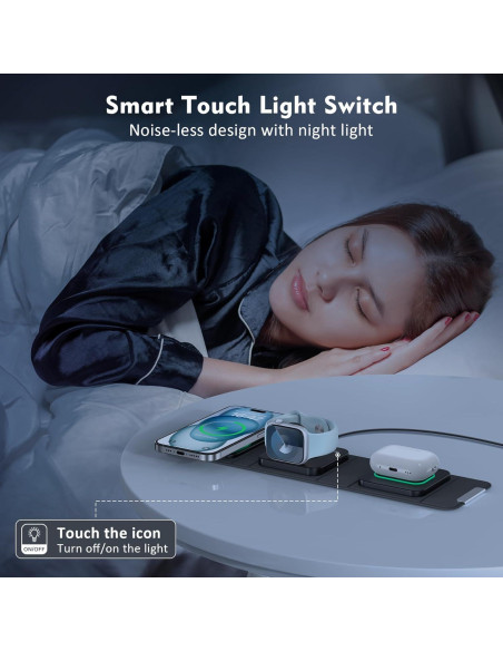 Cargador Inalámbrico 3 en 1 Houego para iPhone y Apple Cargador Inalámbrico 3 en 1 Houego para iPhone y Apple