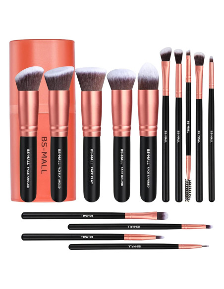 Juego de Brochas de Maquillaje BS-MALL 14 Pcs Rosa Dorado Juego de Brochas de Maquillaje BS-MALL 14 Pcs Rosa Dorado