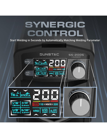 Soldador 200A Sunstac SS-200S 2 en 1 MMA Lift TIG Soldador 200A Sunstac SS-200S 2 en 1 MMA Lift TIG