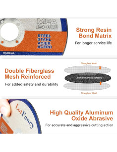 Ruedas de Corte LotFancy 4" para Metal y Acero Inoxidable - Paquete de 10 2