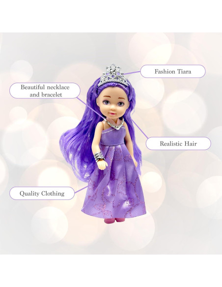 Juego de Muñecas Princesa Pequeñas - 6 Figuras con Tiara Juego de Muñecas Princesa Pequeñas - 6 Figuras con Tiara