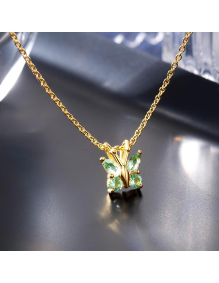 Collar Colgante Mariposa 14K Chantel Yorke Oro CZ Azul Collar Colgante Mariposa 14K Chantel Yorke Oro CZ Azul
