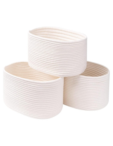 Conjunto de 3 Cestas de Almacenamiento Cubo CubesLand Algodón Blanco