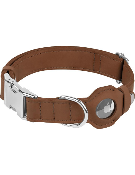 Collar de perro de cuero Budkas con soporte para AirTag L Collar de perro de cuero Budkas con soporte para AirTag L