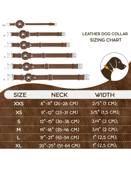 Collar de perro de cuero Budkas con soporte para AirTag L Collar de perro de cuero Budkas con soporte para AirTag L