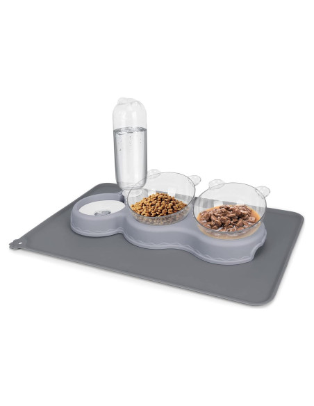Cuencos Triples para Gatos YECERCAN con Botella Automática Cuencos Triples para Gatos YECERCAN con Botella Automática