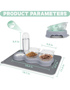 Cuencos Triples para Gatos YECERCAN con Botella Automática 2