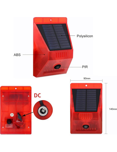 Alarma Solar ChunHee Sensor Movimiento 129dB IP65 Jardín
