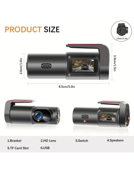 Cámara Dash 1080P Redmaple con WiFi y Visión Nocturna Cámara Dash 1080P Redmaple con WiFi y Visión Nocturna