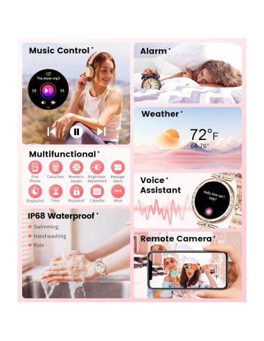 Reloj Inteligente LIGE FV4 Oro Rosa con Diamantes 1.19" AMOLED