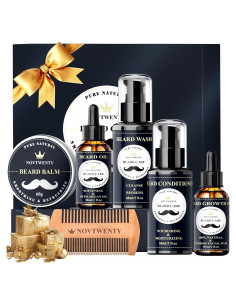 Kit de Crecimiento de Barba Novtwenty 7 Piezas Cuidado Completo