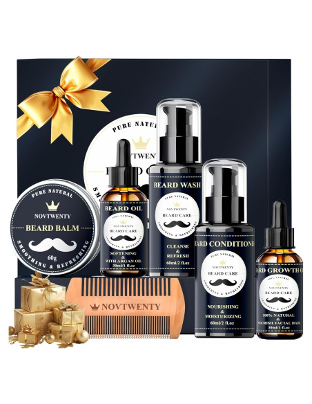 Kit de Crecimiento de Barba Novtwenty 7 Piezas Cuidado Completo Kit de Crecimiento de Barba Novtwenty 7 Piezas Cuidado Completo