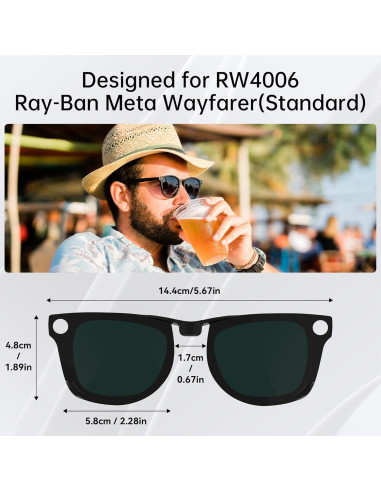 Clip Polarizado HiBloks para Ray-Ban Meta Wayfarer M Amarillo+Marrón