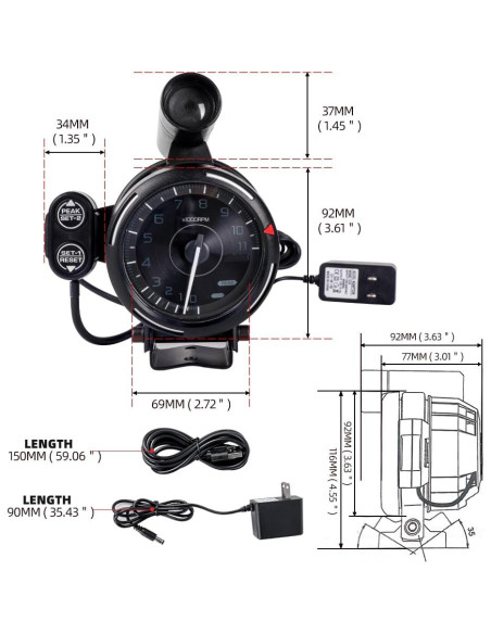 Tacómetro RASTP 12V para Simuladores de Carreras PC Tacómetro RASTP 12V para Simuladores de Carreras PC