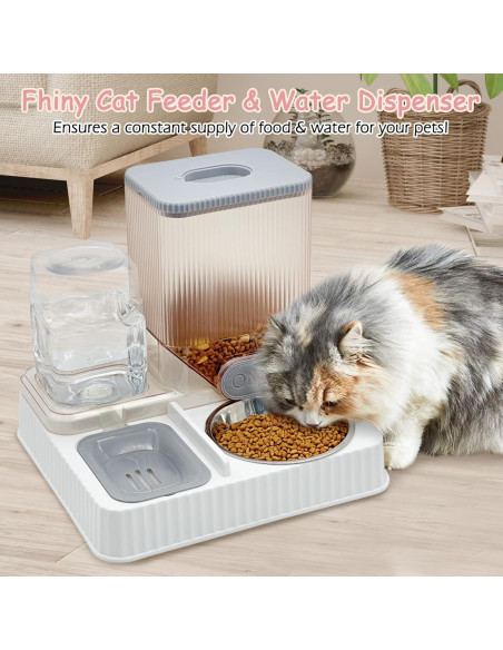Dispensador de Comida y Agua Fhiny 2 en 1 2.5L Gris Dispensador de Comida y Agua Fhiny 2 en 1 2.5L Gris
