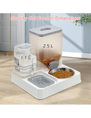 Dispensador de Comida y Agua Fhiny 2 en 1 2.5L Gris