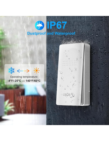 Timbre Inalámbrico Canwupon 1300 pies Autopropulsado IP65 Timbre Inalámbrico Canwupon 1300 pies Autopropulsado IP65