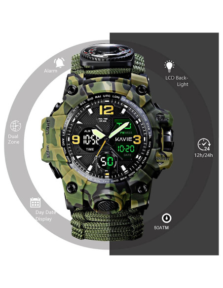 Reloj Táctico Militar Kavie AB-1155-AG 23-en-1 Verde Reloj Táctico Militar Kavie AB-1155-AG 23-en-1 Verde