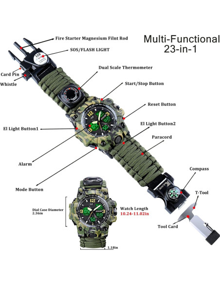 Reloj Táctico Militar Kavie AB-1155-AG 23-en-1 Verde Reloj Táctico Militar Kavie AB-1155-AG 23-en-1 Verde