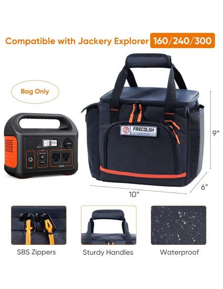 Funda de transporte FRECOLSH para Jackery 300/240/160 impermeable Funda de transporte FRECOLSH para Jackery 300/240/160 impermeable