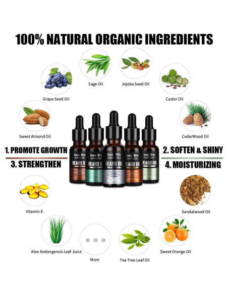 Set de 5 Aceites para Barba ISNER MILE - Hidratantes y Aromáticos Set de 5 Aceites para Barba ISNER MILE - Hidratantes y Aromáticos