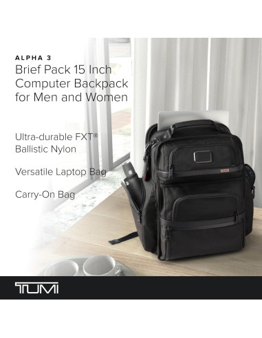 Mochila TUMI Alpha 3 para Laptop 15" Negra con Correas